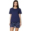 Merry Style Schlafanzug Damen Pyjama Zweiteiler Kurz aus Baumwolle Set MS10-177 blau XL