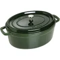 Staub La Cocotte Cocotte 31 cm, oval, Basilikum-Grün, Gusseisen