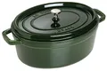 STAUB Cocotte, Gusseisen Bräter, Alle Herdarten inkl Induktion, Oval 31 cm, 5,5 L, Basilikum-Grün