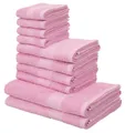 OTTO home Handtuch Set Melli, 2 Duschtücher 70x140, 4 Handtücher 50x100, 4 Gästetücher 30x50, Walkfrottee (Set, 10-St), Handtuchset in dezenten Farben mit Bordüre, 100% Baumwoll-Handtücher