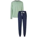 Phil & Co. Schlafanzug Easy Sleep (Set, 2 tlg., 2-teilig) Herren Schlafanzug Pyjama lang Baumwolle geknöpft grün|lila XL