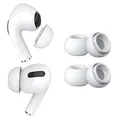 2 Paar Ersatz-Ohrstöpsel für AirPods Pro Gen 1 & 2 von MMOBIEL - Anti-Rutsch Silikon Ohrstöpsel Spitzen mit Geräuschreduzierungsloch, Tragbare Aufbewahrungsbox und Passt in Ladehülle - M – Weiß