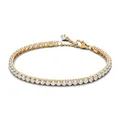 PANDORA Timeless Funkelndes Tennisarmband aus Sterling-Silber mit vergoldetre Metalllegierung und Cubic Zirkonia, Timeless Kollektion, 16cm, 561469C01-16