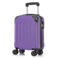 YONSLY Koffer Suitcase S Lila, Trolley Reisekoffer, Rollkoffer Handgepäck mit 4 Rollen 360°, Hartschalenreisekoffer, Zahlenschloss, Weicher Gummigriff