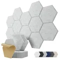 Hexagon Akustikplatten, 12 Stück Schallabsorber für Tonstudio, Wohnzimmer, Gaming Deko, Kinderzimmer, Buero, Wand, Decken, Türen Akustikpaneele Selbstklebend, 30 x 26 x 0,9cm, Grau