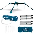 MOMEVO® Sunsail Big Family Strandzelt - Sonnensegel Strand mit zertifiziertem UV Schutz UPF50+, Next Level Strandmuschel (Bis 6 Personen, Petrolblau)