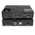 FeinTech AX130 HDMI ARC Audio Adapter für TV mit Lautstärke-Steuerung, gleichzeitige Audioausgabe über Toslink Cinch AUX