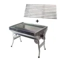 Edelstahl Mangal Schaschlik Angler Grill klappbare Beine mit 10 Spießen Mini BBQ