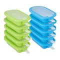 Relaxdays Eisformen 10er Set, Silikon, Formen für EIS am Stiel, BPA-frei, Stieleisformen, Wassereisformen, blau/grün