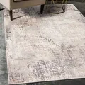 Carpeto Rugs Abstraktes Vintage Designer Teppich - Kurzflor - Weich Teppich für Wohnzimmer, Schlafzimmer, Esszimmer - ÖKO-TEX Wohnzimmerteppich - Teppiche - Beige Grau 1-140 x 200 cm