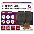 REPELIX ARMOUR Ultraschall-Schädlingsbekämpfer für Innenräume – 2 Pack – Deckt 140m² pro Gerät ab – 3 Modi – Vertreibt Mäuse, Ratten, Spinnen, Mücken, Ameisen, Insekten & Fliegen, PR-025 (Schwarz)