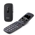 Panasonic KX-TU446EXB 2G Seniorenhandy ohne Vertrag(SOS-Notruftaste, Stoßfest, Sprachverstärker, große getrennte Tasten, große Schrift und Nummernanzeige, 2,4 Zoll Farbdisplay, Klapphandy, Schwarz