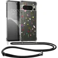 kwmobile Necklace Case kompatibel mit Google Pixel 8 Pro Hülle - Silikon Cover mit Handykette - Mehrfarbig Transparent Wildblumen Ranke - Bunt