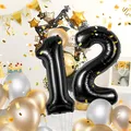 Geburtstag zahlen luftballon 12 jahre | Folienballon Schwarz Folienballon in ...