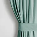AmeliaHome Restilo Set Vorhang H 245 x B 140 cm mit Raffhalter 54 x 10 cm Velvet Optik Minze 1 St. Kräuselband Wellenband Samt Halbverdunkelungsvorhang Fensterdekoration Dekoschal Dekorvorhang