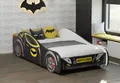 Kids Collective Autobett 70x140 / 80x160 cm Kinderbett Jugendbett mit Rausfallschutz (Spielbett Batman Batmobil Bat Car Auto, Spielbett Batman Batmobil Bat Car Auto), Kinderbett 70x140 cm mit Lattenrost - für Kinder ab 2 Jahren