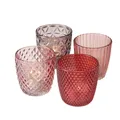 Boltze Windlicht Set Marilu 4-teilig Rundes Design lila rosa für Kerzen 8 cm