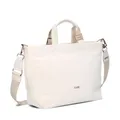 Zwei Damen Shopper NEO NE150 Handtasche 10 Liter, kleiner City-Shopper mit Kurzgriffen, Schultergurt verstellbar, Puffer-Design, Hauptfach mit Reißverschluss (off-white)