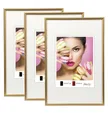 IDEAL TREND Bilderrahmen 2er 3er 5er Pack Photo Style Set Bilderrahmen Wanddeko Collage Poster, für 3 Bilder (3 St), Hochwertiger Kunststoffrahmen halbrunde Leiste Echtglas MDF-Rückwand