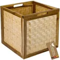 HMF 37640-M1 Aufbewahrungskorb Kallax Regale Korb Rattan Wiener Geflecht und Akazienholz Muster 1 32 x 34 x 32 cm