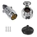 Anhängerstecker & Anhängersteckdose 7 Polig Metall mit Gummidichtung, 12V Was...