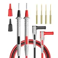 Cleqee Silikon-Multimeter-Messleitungen Kit 4mm Bananenstecker Multimeter-Prüfspitzen mit vergoldeten scharfen Nadeln Doppelschicht-Silikonkabel 4,9ft/1,5m