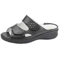 Waldläufer Merle Pantolette Hausschuh, Bequemschuh, Keilpantolette mit Klettverschlüssen, M-Weite schwarz|silberfarben 37,5 EU (4,5 UK)