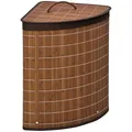 HOMCOM Bambus Wäschekorb mit Deckel 55L Wäschesammler mit Griffen, herausnehmbarer Wäschesack, Eck Wäschetonne Laundry Baskets für Waschküche Badezimmer Schlafzimmer Braun