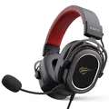 Havit H2008D GAMENOTE Gaming Headset with Mic — Wired Gaming Headset — 50 mm High Magnetic Surround Sound Driver — Compatible with PS4, Xbox, PC & Laptop — Black, Ochre, Red