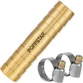 Poppstar Messing Schlauchverbinder 1/2 Zoll mit 2 Stück Edelstahl-Schlauchschellen für 1/2" (12,7mm) Gartenschlauch