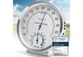 MAVORI Raumthermometer und Hygrometer analog aus Edelstahl - präzise und stilvoll - Ø 12,5cm, batteriefreier Betrieb (Bi-Metall)