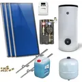 Flachkollektoren Warmwasser Solarpaket 3 Kollektoren Speicher Flachkollektor - Blau/Weiß