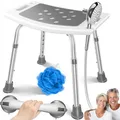 KESSER® Duschhocker höhenverstellbar | Leichter Badhocker rutschfeste Gummifüße Duschstuhl 136KG belastbar | Duschhilfe Senioren | Saugnapf Haltegriff Badewannengriff | Duschsitz mit Brausehalterung
