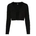 URBAN CLASSICS Strickjacke Urban Classics Damen Ladies Tied Cropped Feather Cardigan (1-tlg) schwarz XXL (46/48)