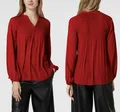 LAUREN RALPH LAUREN Pleats Blouse Hemd Blusentop Shirt T-shirt Tee Lipstick Red