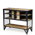 Konsolentisch Metall Glas schwarz BARBAR Konsole Industrial Flurtisch Regal