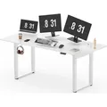 FLEXISPOT Höhenverstellbarer Schreibtisch 180x80cm Elektrisch mit 4 Beinen, 2 Motoren, 80 kg Tragkraft, LED-Display, Memory-Steuerung und Haken (W... - Weiß