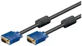 Goobay 93370 VGA auf VGA Kabel 5m / Monitorkabel / Full HD SVGA Bildschirmkabel / VGA Stecker 15 polig vergoldet / 2x Ferritkern Monitor Kabel / Blau / 5 Meter