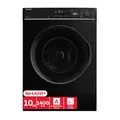 SHARP ES-PRO014BA-DE Waschmaschine Frontlader, 10kg, 1400U/min, Smarte Bedienung durch Veezy App, Dampffunktion, Inverter, 15 Programme, AquaStop, Schwarz