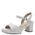 Tamaris Comfort Damen Sandalen mit Absatz aus Leder mit verstellbarem Riemen, Weiß (White Nappa), 40 EU