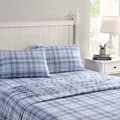 Laura Ashley Bettlaken Baumwollflanell-Bettwäsche-Set, Baumwolle, Mulholland Plaid Blue, Full