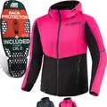 SHIMA DAYBREAKER LADY Motorrad-Kapuzenjacke für Frauen Damen - FiberQL - Aramid und Kühlschicht, Rücken-, Schulter-, Ellbogenprotektoren, Reißverschluss und Schnappverschluss (Schwarz/Rosa, S)
