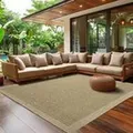 Outdoor Teppich Wetterfest Terrasse Balkon Garten Küchenteppich Einfarbiges Design Flachgewebe Sisal Look Waschbarer Teppich Verschiedene Große :... - Grün