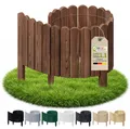 Floranica Beetumrandung Beeteinfassung 40 x 100 cm Braun Rasenkante Holz Gartenzaun Holzzaun flexibler Rollborder