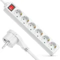Steckdosenleiste 6-Fach Flachstecker Mehrfachsteckdose Mehrfachstecker 3m Kabel
