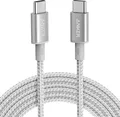 Neu Nylon USB-C zu USB-C 100W Kabel (10 ft) Silber