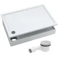 Aquabad® Duschwanne BASIC Smooth White, Rechteck, Acryl, 1-St., Duschwanne + Styroporträger + Ablaufgarnitur, 80x100 cm blau|weiß 80 cm x 17 cm x 100 cm