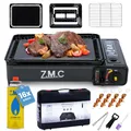 ZMC 2in1 Gasgrill & Campingkocher mit Piezo-Zündung – tragbarer Tischgrill & Gaskocher mit 16x 227g Kartuschen, Zubehör & Koffer – 2,2 kW Leistung – für Outdoor, Camping & Indoor – LPG-Anschluss