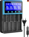 Universal Akku Ladegerät, 18650 Akku Ladegerätmit 4 Schacht, LCD Smart Schnell A