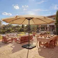 Sonnenschirm Meran Pro, Gastronomie Marktschirm mit Volant Ø 5m Polyester/Alu 28kg creme mit Ständer